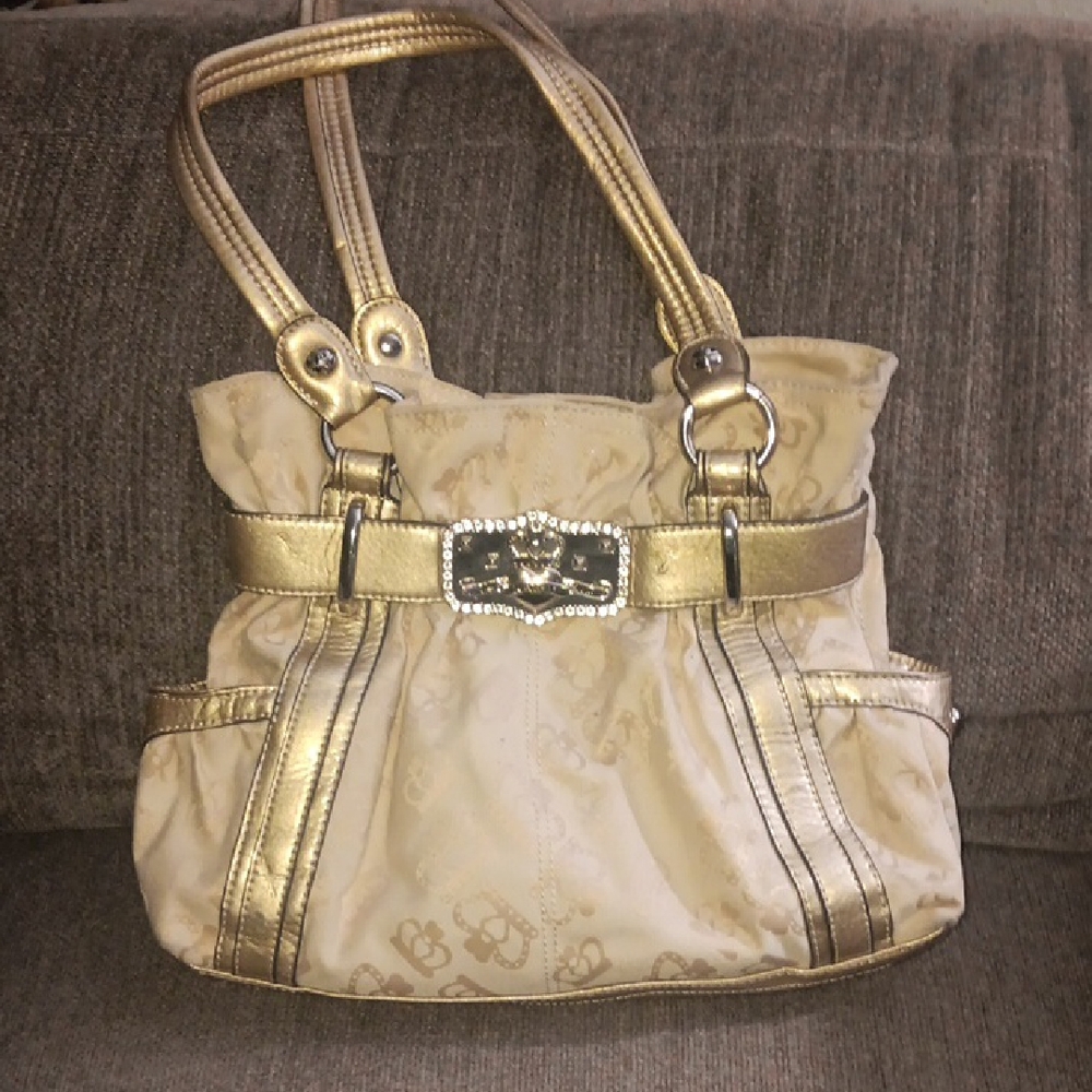 Kathy Van Zeeland Elegant Gold and Cream Women's Handbag